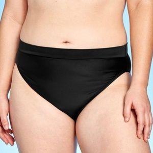 🌞Juniors' High Leg High Waist Black Bikini Bottom